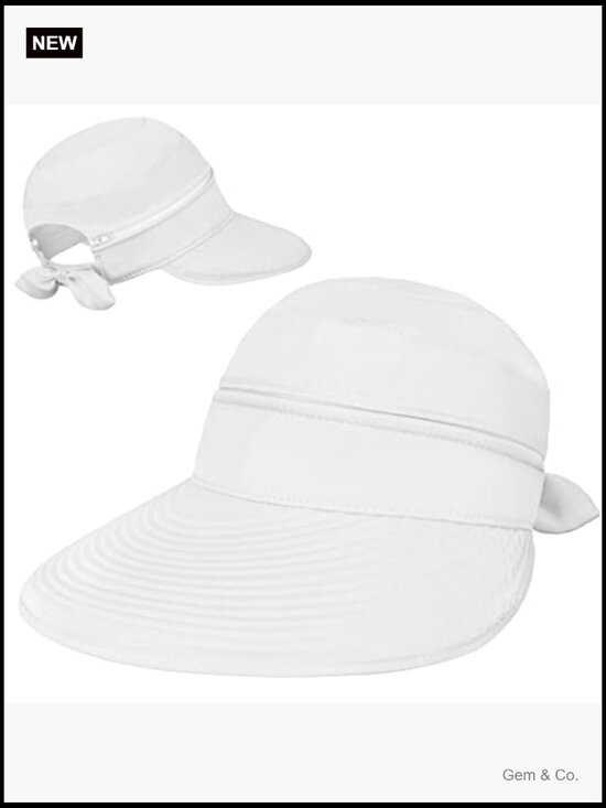 UPF 50+ Wide Brim Zip-Off Ponytail Visor Hat Foldable Travel Hiking main image 6